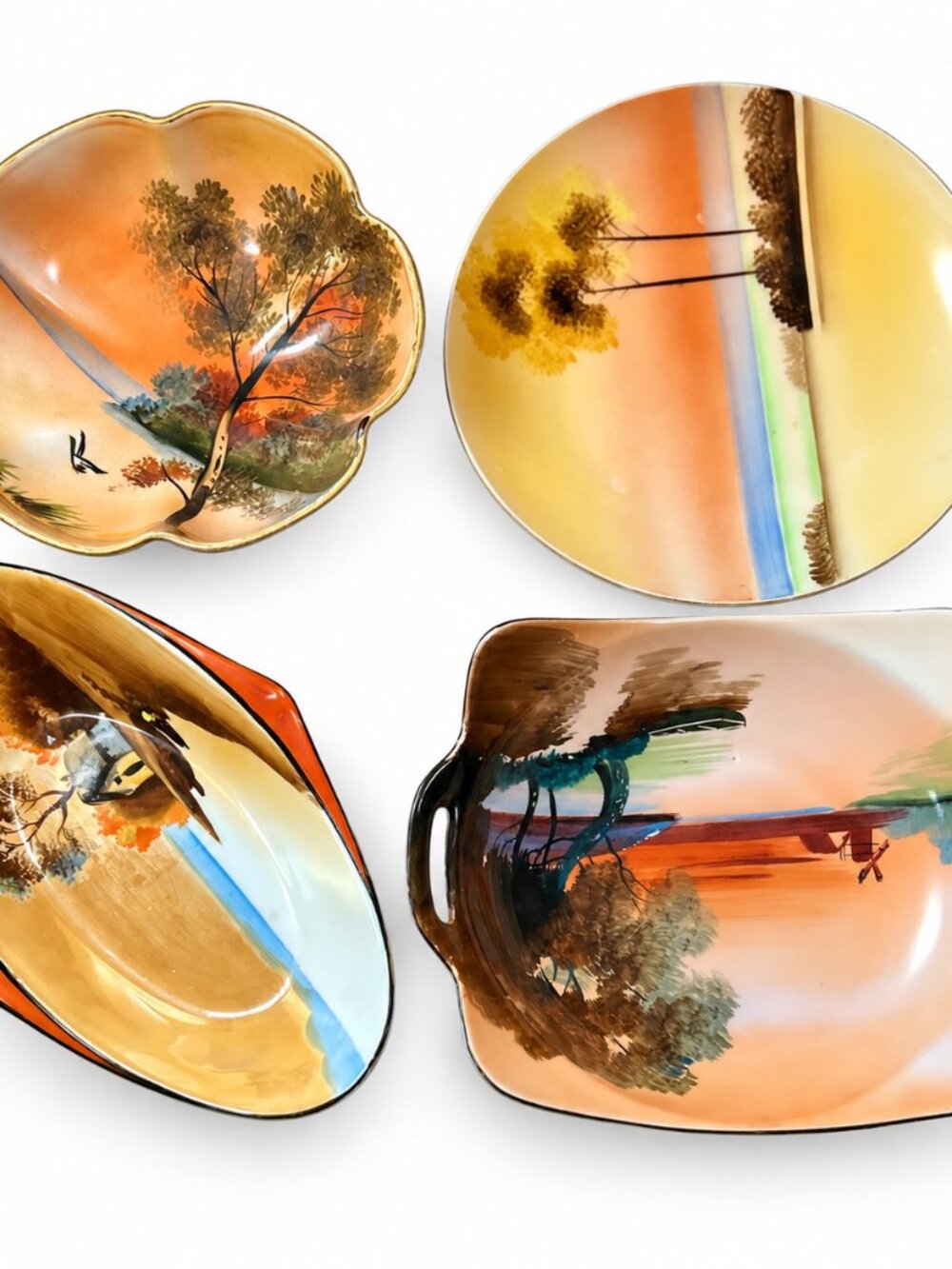 Noritake Morimura --Antique Noritake 4pc Morimura Hand Painted Scenic China Set